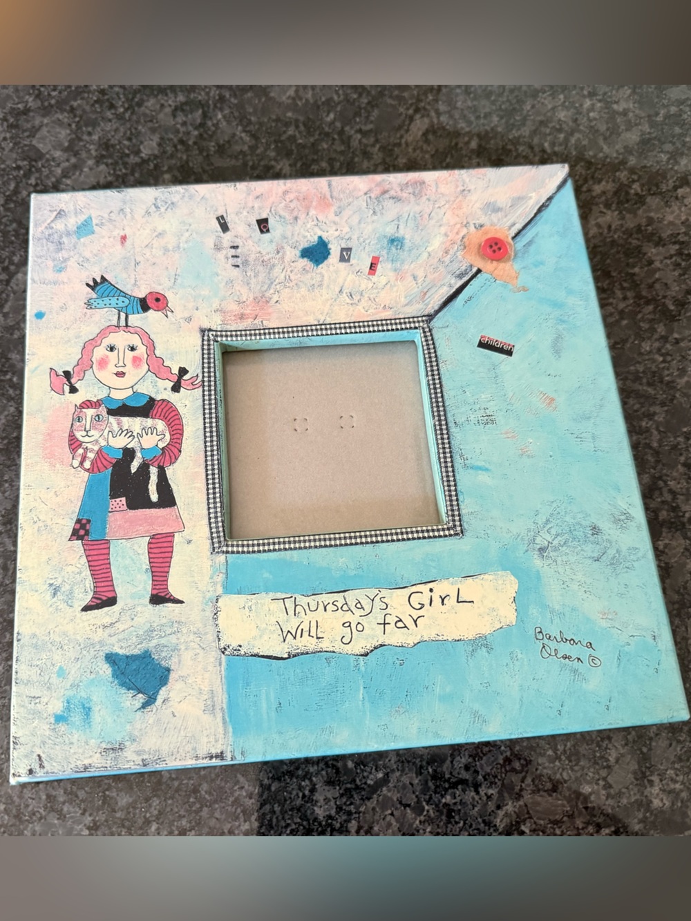 Vintage Days of the Week Little Girl Picture Frame Barabara Olsen Thursdays Girl